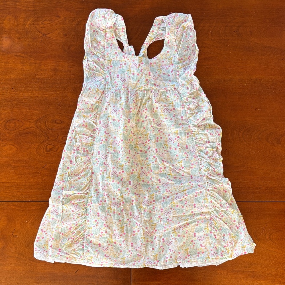 Shabby Chic‎ Floral Dress with Pastel Hues & Rabbit/bird print.  Textured.